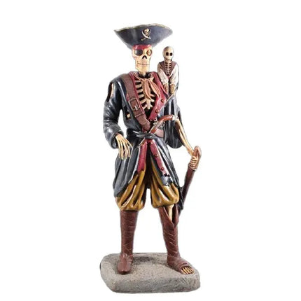 Pirate Skeleton With Monkey Life Size Statue LM Treasures - H