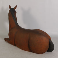 Brown Horse Resting Life Size Statue - LM Treasures 