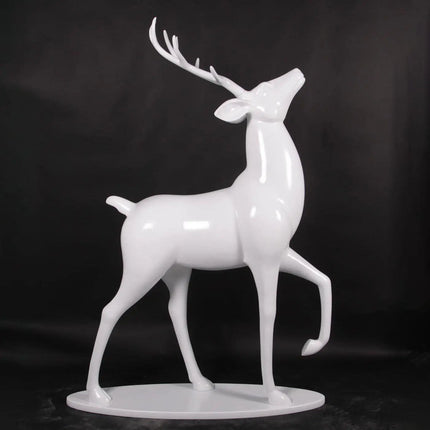 White Royal Stag Deer On Base Life Size Statue LM Treasures - H