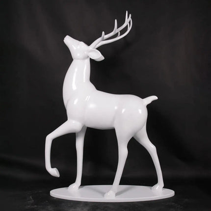 White Royal Stag Deer On Base Life Size Statue LM Treasures - H