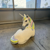 Baby Rainbow Unicorn Resting Life Size Statue