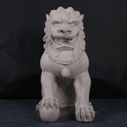 Stone Foo Dog Male On Base Chinese Lion Statue - LM Treasures 