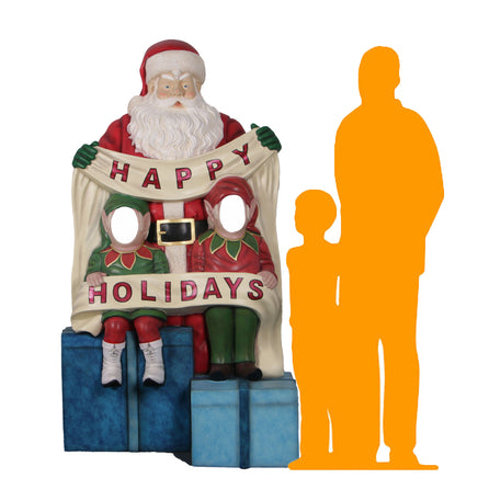 Santa Claus Happy Holidays Photo Op Life Size Statue - LM Treasures 