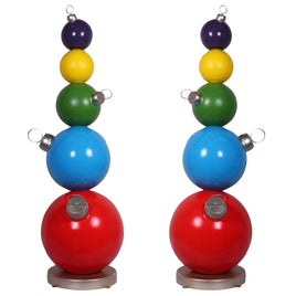 Stacked Colored Christmas Ornaments Statues Set of 2 - LM Treasures 