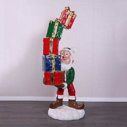 Elf With Stack Of Gifts Over Sized Statue - LM Treasures 