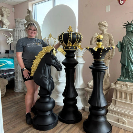 Black Chess Pieces Set of 3 Life Size Statues LM Treasures - H