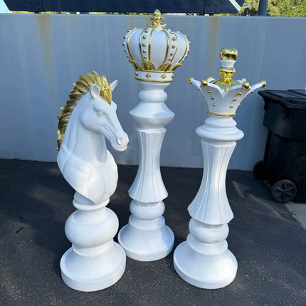 White Chess Pieces Set of 3 Life Size Statues LM Treasures - H