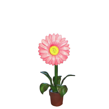 Small Pink Daisy In Pot Flower Statue - LM Treasures 