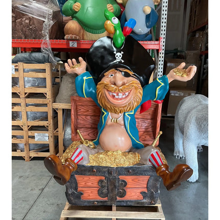 Comic Pirate in Treasure Life Size Statue LM Treasures - T
