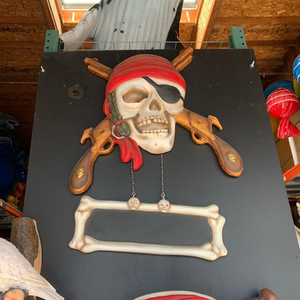 Pirate Skull Gun Sign Statue LM Treasures - A