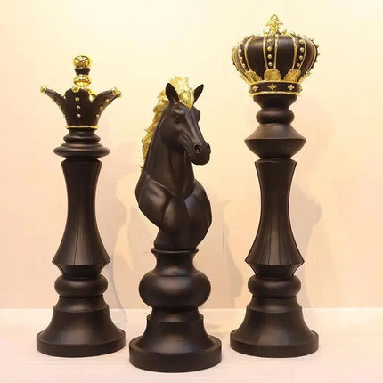Black Chess Pieces Set of 3 Life Size Statues LM Treasures - H