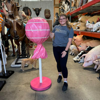 Large Pink Lollipop Over Sized Statue