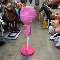 Large Pink Lollipop Over Sized Statue