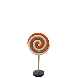 Small Orange Twirl Lollipop Over Sized Statue