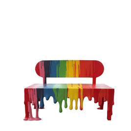 Rainbow Melting Drip Bench Exclusive Life Size Statue - LM Treasures 