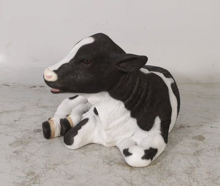 New Born Holstein Calf Laying Life Size Statue - LM Treasures 