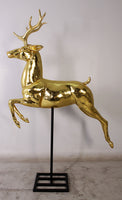 Flying Gold Reindeer On Base Statue - LM Treasures 