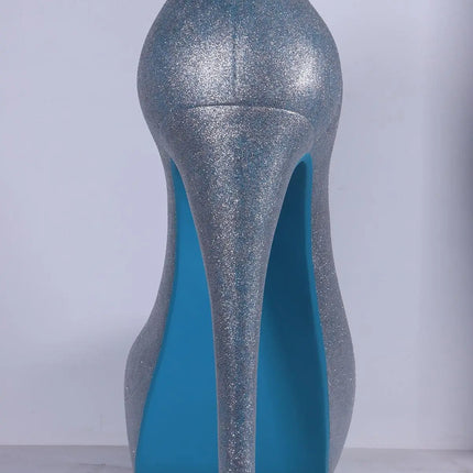 Blue Stiletto High Heel Shoe Over Sized Statue LM Treasures - H