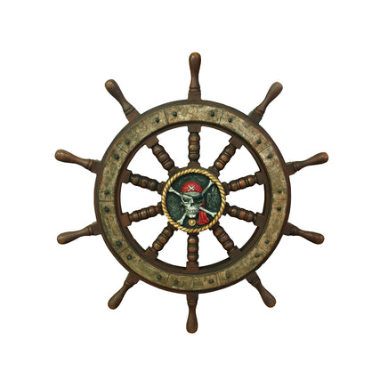 Skull Rudder Wheel Life Size Statue - LM Treasures 