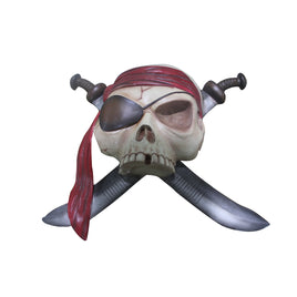 Pirate Skull Skeleton With Swords Wall Decor Statue - LM Treasures 