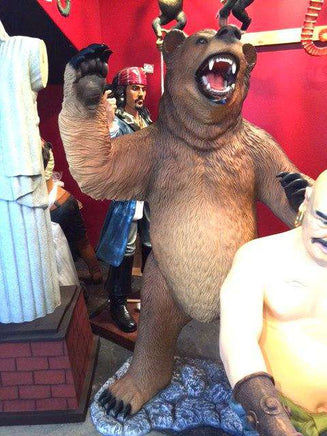 Brown Growling Grizzly Bear Life Size Statue - LM Treasures 