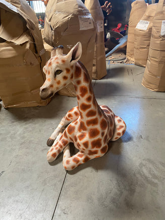 Laying Baby Giraffe Life Size Statue - LM Treasures 