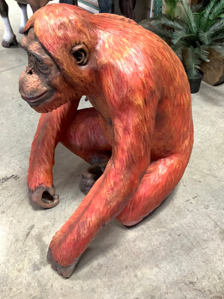 Male Orangutan Sitting Life Size Statue - LM Treasures 
