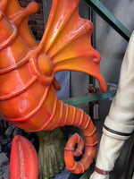 Jumbo Orange Seahorse Statue - LM Treasures 