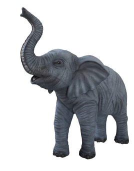 Baby Standing Elephant Trunk Up No Tusk Statue - LM Treasures 