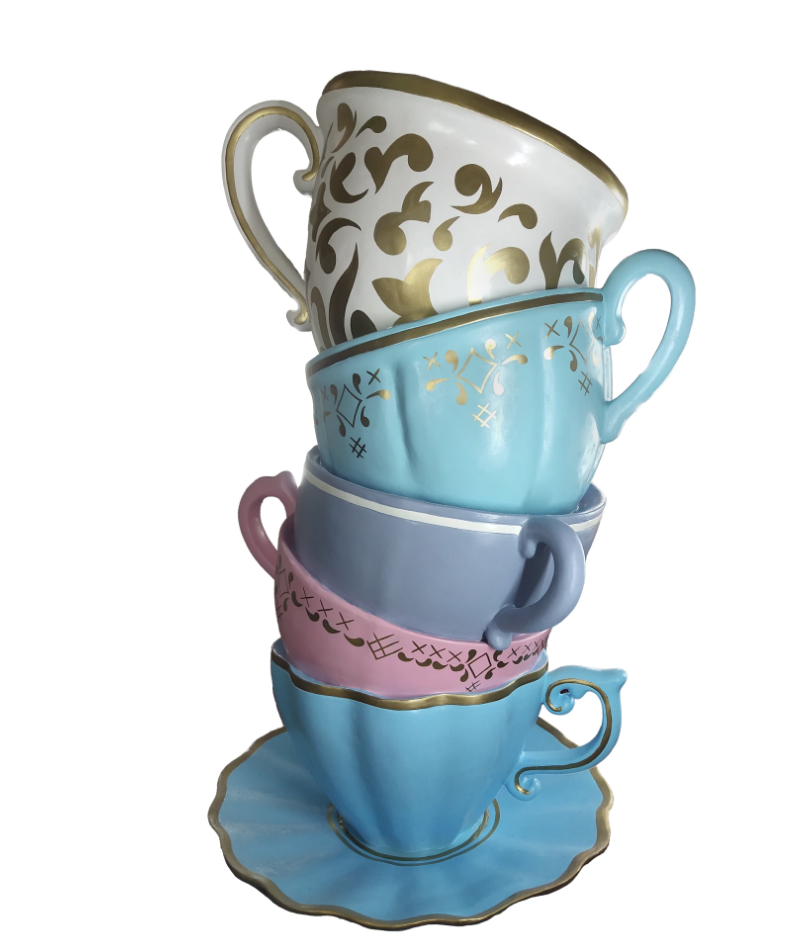 🫖 Life-Size Stacked Tea Cups Statue (6 ft) — Whimsical Decor for Gardens, Cafes & Events