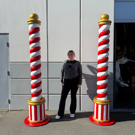 Candy Cane Twist Pillar Over Sized Statue LM Treasures - T