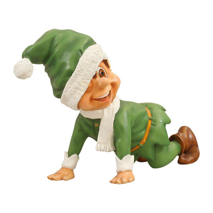 Green Elf Crawling Over Sized Statue
