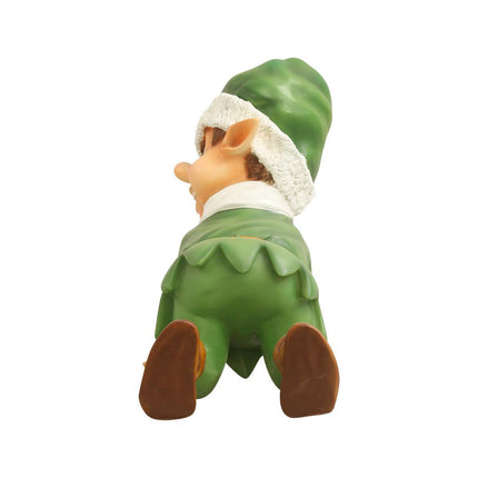 Green Elf Crawling Over Sized Statue