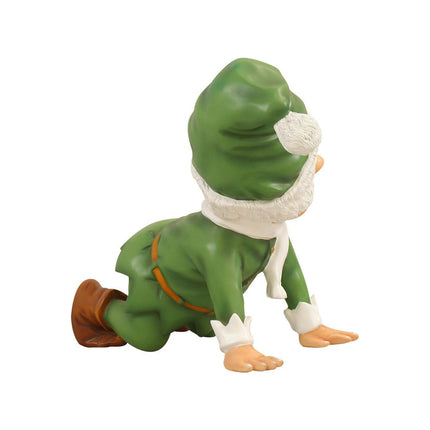 Green Elf Crawling Over Sized Statue