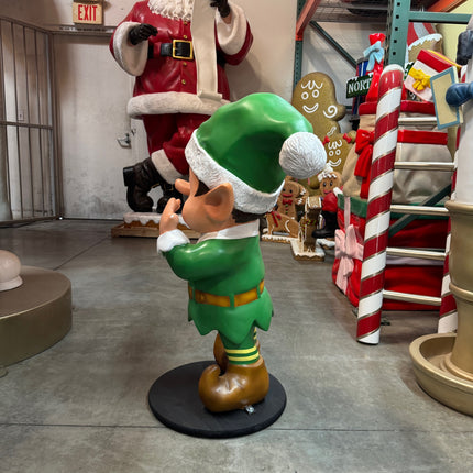 Green Elf Laughing Over Sized Statue