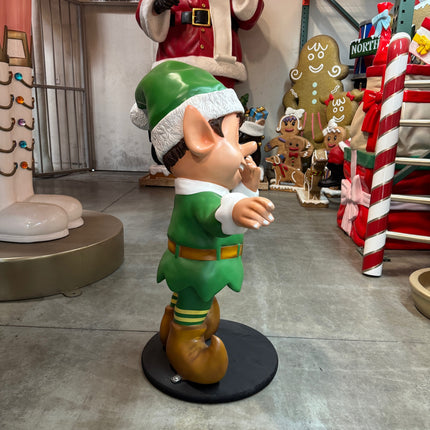 Green Elf Laughing Over Sized Statue