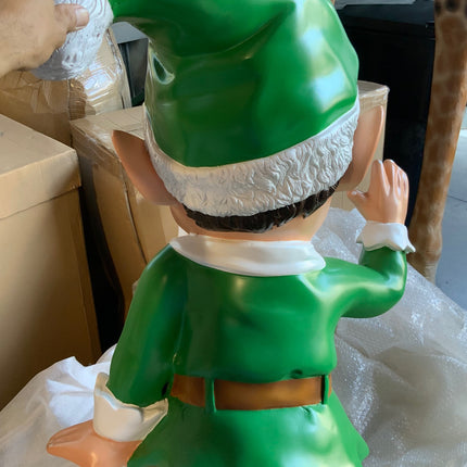 Green Elf Sitting Over Sized Statue