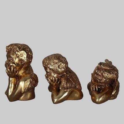 Small Gold Raphael's Angels Set of 3 Statues LM Treasures - H