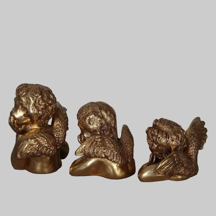 Small Gold Raphael's Angels Set of 3 Statues LM Treasures - H