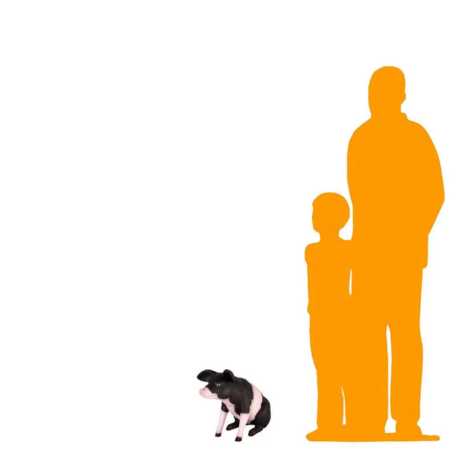 Baby Sitting Black And Pink Pig Life Size Statue LM Treasures - H