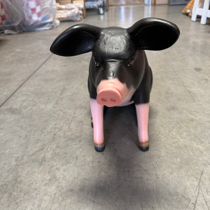 Baby Sitting Black And Pink Pig Life Size Statue