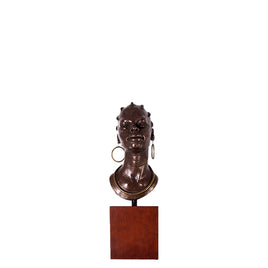 Bronze African Female Head on Base Statue