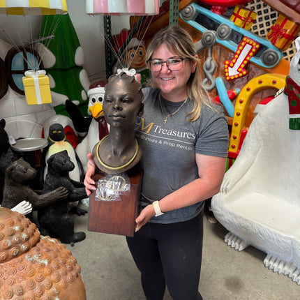 African Female Head on Base Statue