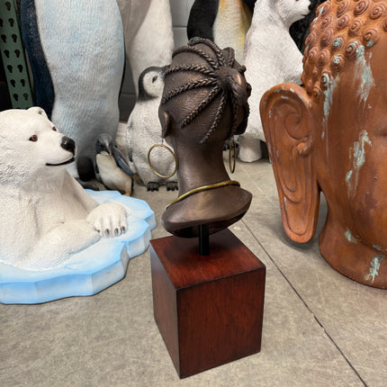 African Female Head on Base Statue