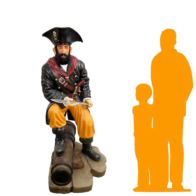 Pirate on Cannon Life Size Statue LM Treasures - H