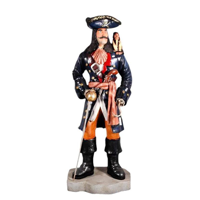 Pirate Captain Hook With Monkey Life Size Statue
