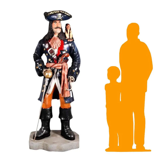 Pirate Captain Hook With Monkey Life Size Statue LM Treasures - H