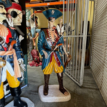 Pirate Skeleton With Monkey Life Size Statue