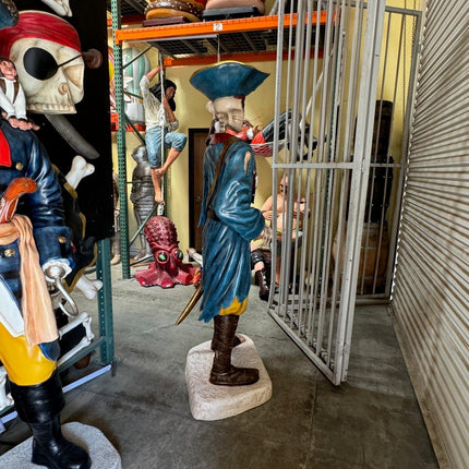 Pirate Skeleton With Monkey Life Size Statue