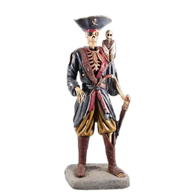 Pirate Skeleton With Monkey Life Size Statue LM Treasures - H